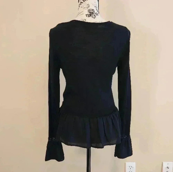 White House Black Market Black Bell Sleeve Peplum Top, size xs - Picture 3 of 11